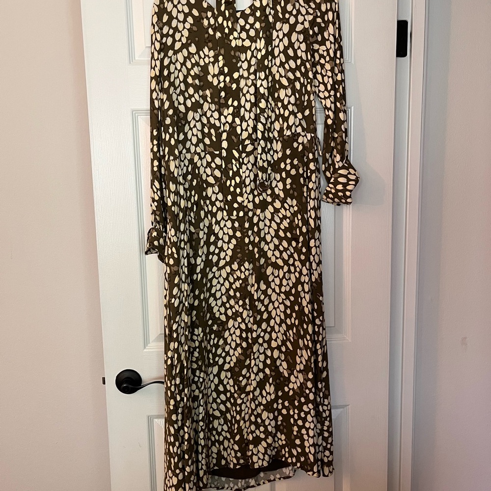 Gerry Weber Brown and Cream Long Sleeve Dress